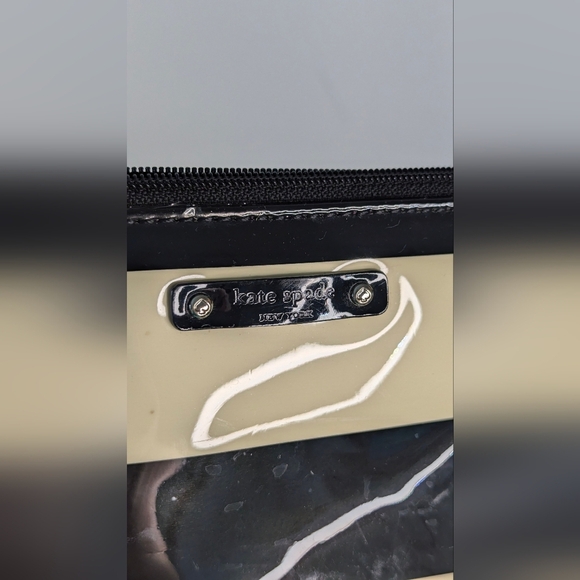 Kate Spade Crossbody PROJECT BAG Small Black Cream Striped PVC Magenta Hot Pink - Picture 8 of 12